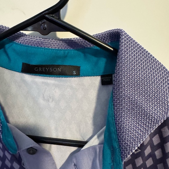 Greyson Purple Polo Shirt with Geometric Design - Picture 3 of 3